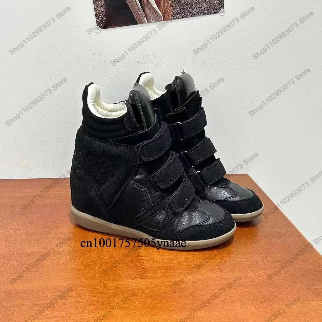 Outdoor Sports Shoes - Women Hidden Wedge Heel High‑Top Sneakers