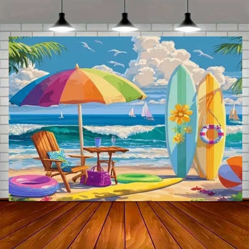 Summer Surfboard Theme Backdro - Outdoor Sport Background 评论和价格